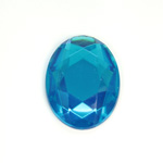 Plastic Flat Back Foiled Rose Cut Rhinestone - Oval 30x22MM AQUA