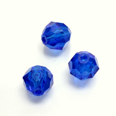 Plastic Bead - Transparent Faceted Round 12MM SAPPHIRE