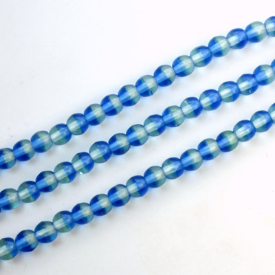 Czech Pressed Glass Bead - Smooth Round 04MM SAPPHIRE-EMERALD