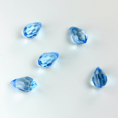 German Plastic Pendant - Transparent Faceted Drop 10x6MM LT SAPPHIRE