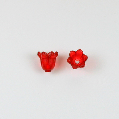 German Plastic Flower with Hole - Bell Shape 09x9MM MATTE RUBY