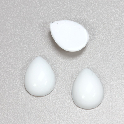 Plastic Flat Back Opaque Cabochon - Pear 18x13MM CHALKWHITE