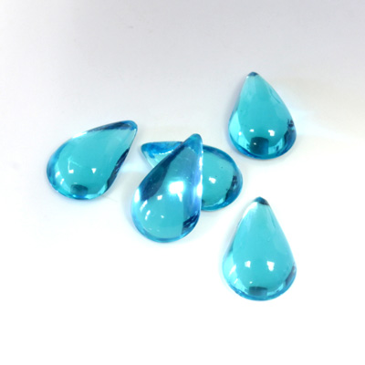 Plastic Flat Back Foiled Cabochon - Pear 13x9MM AQUA