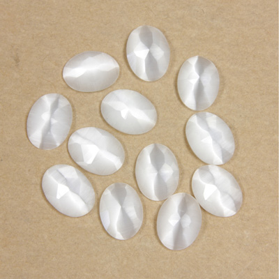 Fiber-Optic Flat Back Cabochon - Rauten Rose Oval 08x6MM CAT'S EYE WHITE