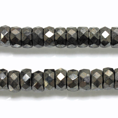 Czech Glass Fire Polished Bead - Rondelle 08x4MM HEMATITE