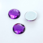 Plastic Flat Back Foiled Rauten Rose Rhinestone - Round 15MM AMETHYST