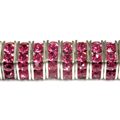 Czech Rhinestone Rondelle - Square 08MM ROSE-SILVER