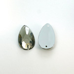 Plastic Flat Back 2-Hole Foiled Sew-On Stone - Pear 22x11MM BLACK DIAMOND