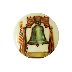 German Plastic Porcelain Decal Painting - LIBERTY BELL Round 30MM WHITE