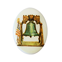 German Plastic Porcelain Decal Painting - LIBERTY BELL Oval 40x30MM WHITE