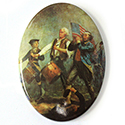German Plastic Porcelain Decal Painting - America 250 THE SPIRIT OF '76 Oval 59x43MM WHITE