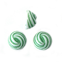German Plastic Mosaic Engraved Flat Back Cabochons - Round 08MM GREEN on WHITE