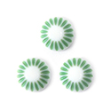 German Plastic Mosaic Engraved Flat Back Cabochons - Round 08MM GREEN on WHITE