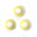 German Plastic Mosaic Engraved Flat Back Cabochons - Round 08MM YELLOW on WHITE