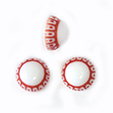 German Plastic Mosaic Engraved Flat Back Cabochons - Round 08MM RED on WHITE