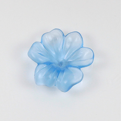 Plastic Flower with Center Hole - 30MM SATIN LT SAPPHIRE