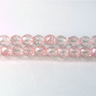 Czech Glass Fire Polish Bead - Round 06MM STRIPED PINK