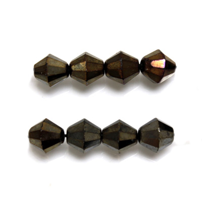 Czech Glass Fire Polished Bead - Bicone 08MM IRIS BROWN