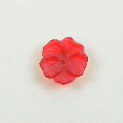 German Plastic Flower with Center Hole - 5-Petal Round 14MM MATTE RUBY