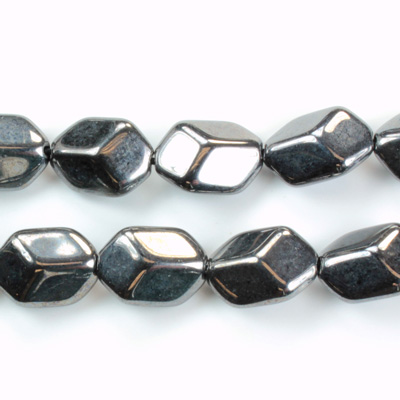 Czech Pressed Glass Bead - Cushion Octagon 14x10MM HEMATITE