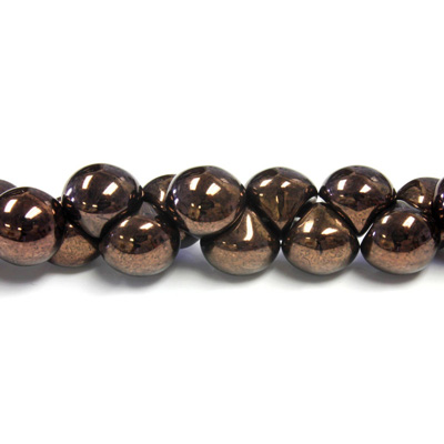 Czech Pressed Glass Bead - Mushroom 09x8MM JET COPPER LUMI