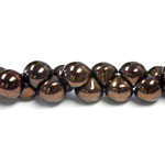 Czech Pressed Glass Bead - Mushroom 09x8MM JET COPPER LUMI