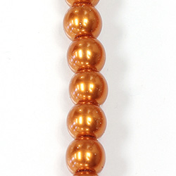 Czech Glass Pearl Large Hole Bead - Round 08MM PUMPKIN