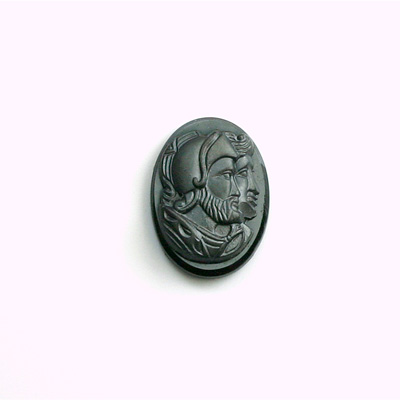 Glass Cameo Warriors Oval 18x13MM HEMATITE