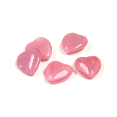 Glass Point Back Buff Top Stone Opaque Doublet - Heart 09x8MM PINK MOONSTONE