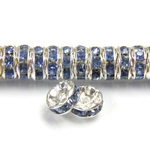 Czech Rhinestone Rondelle - Round Wavy 06MM LT SAPPHIRE-SILVER