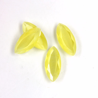 Fiber-Optic Flat Back Stone with Faceted Top and Table - Navette 15x7MM CAT'S EYE YELLOW
