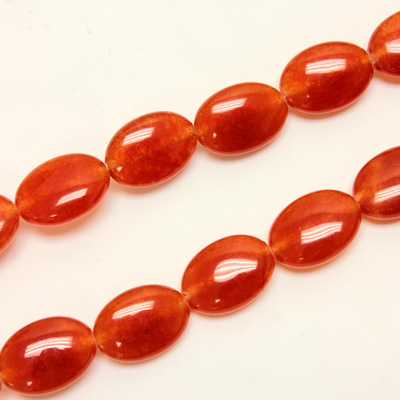 Gemstone Bead - Smooth Flat Oval 14x10MM Dyed QUARTZ Col. 20 LT CORNELIAN