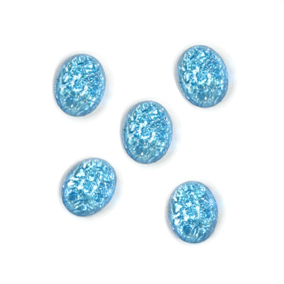 Glass Medium Dome Lampwork Cabochon - Oval 10x8MM AQUA OPAL (05143)