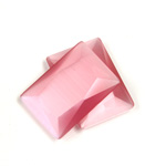 Fiber-Optic Flat Back Stone with Faceted Top and Table - Cushion 25x18MM CAT'S EYE LT PINK