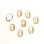 Glass Medium Dome Foiled Cabochon - Coated Oval 07x5MM CRYSTAL AB