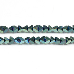 Cut Crystal Bead - V-Cut 04MM FULL COAT METALLIC GREEN