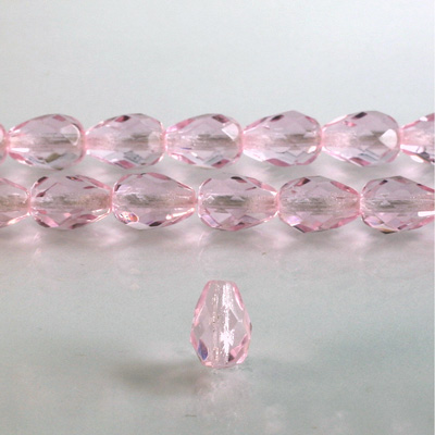 Czech Glass Fire Polish Bead - Pear 10x7MM LT PINK