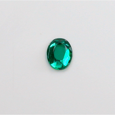 Glass Flat Back Rose Cut Faceted Foiled Stone - Oval 10x8MM EMERALD