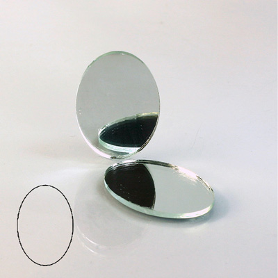 Glass Flat Back Foiled Mirror - Oval 25x18MM CRYSTAL