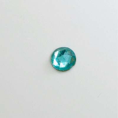 Glass Flat Back Foiled Rauten Rose - Round 08MM AQUA