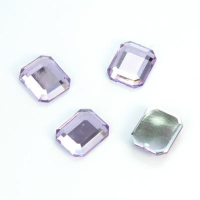 Plastic Flat Back Foiled Rose Cut Rhinestone - Cushion Octagon 12x10MM LT AMETHYST