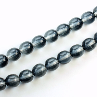 Czech Pressed Glass Bead - Smooth 2-Tone Round 08MM COATED GREY-CRYSTAL 69011