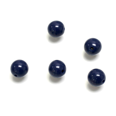 Plastic Bead - Opaque Color Smooth Round 08MM NAVY