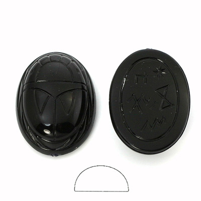 German Plastic Flat Back Scarab - Oval 25x18MM JET