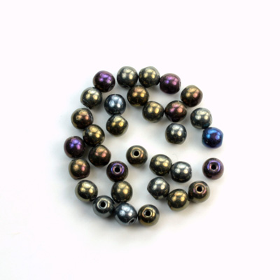 Czech Pressed Glass Bead - Smooth Round 04MM IRIS BROWN