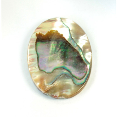 Shell Flat Back Flat Top Straight Side Stone - Oval 40x30MM ABALONE