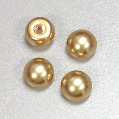 Glass High Dome Cabochon Pearl Dipped - Round 14MM GOLD