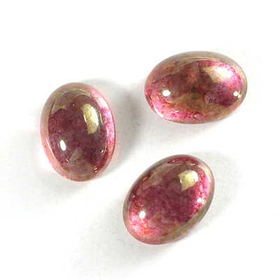 Glass Medium Dome Coated Cabochon - Oval 18x13MM LUSTER ROSE