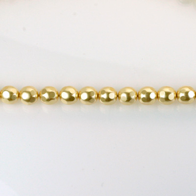 Czech Glass Pearl Bead - Round Faceted Golf 4MM GOLD 70486