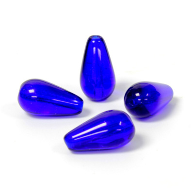 Czech Pressed Glass Bead - Smooth Pear 15x8MM COBALT